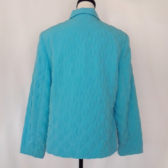 Requirements Tiffany Blue Quilted Snap Button Down Jacket Size XL - Picture 7 of 10